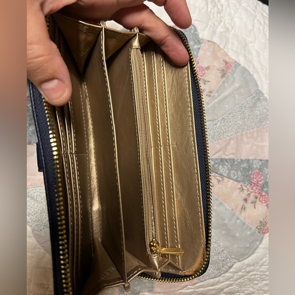 Anne Klein Navy Wallet with Gold Accent - Picture 3 of 6
